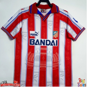 Atletico Madrid 1996-1997 Retro Home Shirt Men Short Sleeve