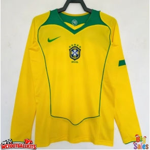 Brazil 2004 Retro Home Shirt Men Long Sleeve
