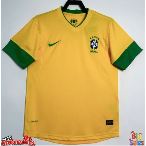Brazil 2012-2013 Retro Home Shirt Men Short Sleeve