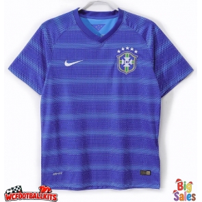 Brazil 2014 Retro Away Shirt Men Blue Short Sleeve