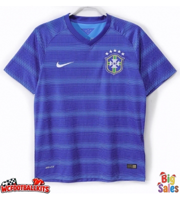 Brazil 2014 Retro Away Shirt Men Blue Short Sleeve