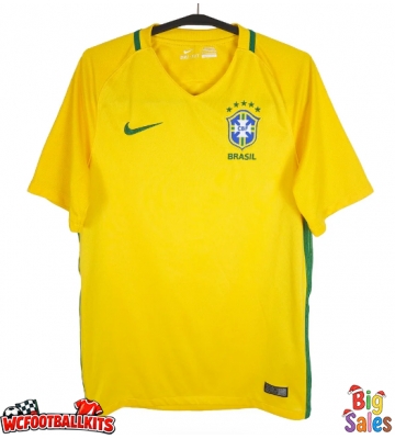 Brazil 2016 Retro Home Shirt Men Yellow Short Sleeve