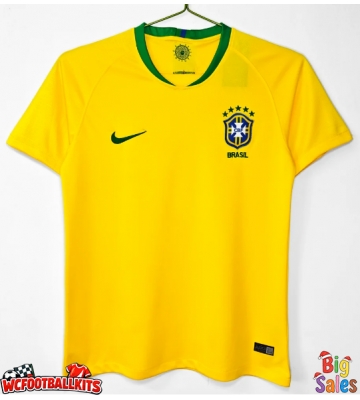 Brazil 2018 Retro Home Shirt Men Short Sleeve