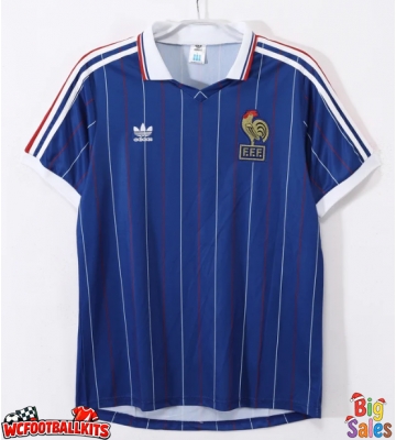 France 1982 Retro Home Shirt Men Short Sleeve