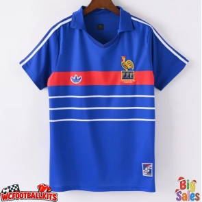 France 1984 Retro Home Shirt Men Short Sleeve