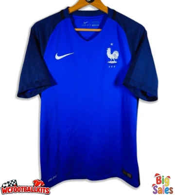 France 2016 Retro Home Shirt Men Short Sleeve