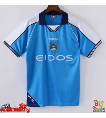 Manchester City 1999-2001 Retro Home Shirt Men Short Sleeve