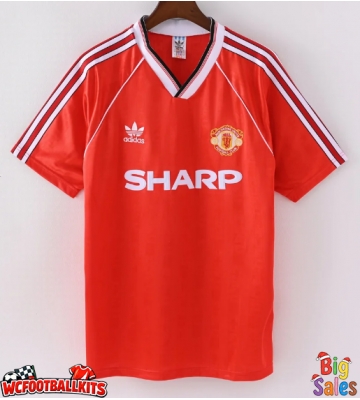 Manchester United 1989-1990 Retro Home Shirt Men Short Sleeve