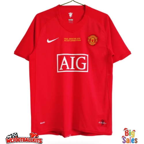 Manchester United 2007-2008 Champions League Retro Home Shirt Men Short Sleeve