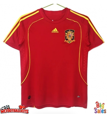 Spain 2008 Retro Home Shirt Men Short Sleeve
